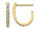 14K Yellow Gold J Hoop Earrings with Diamond Accents